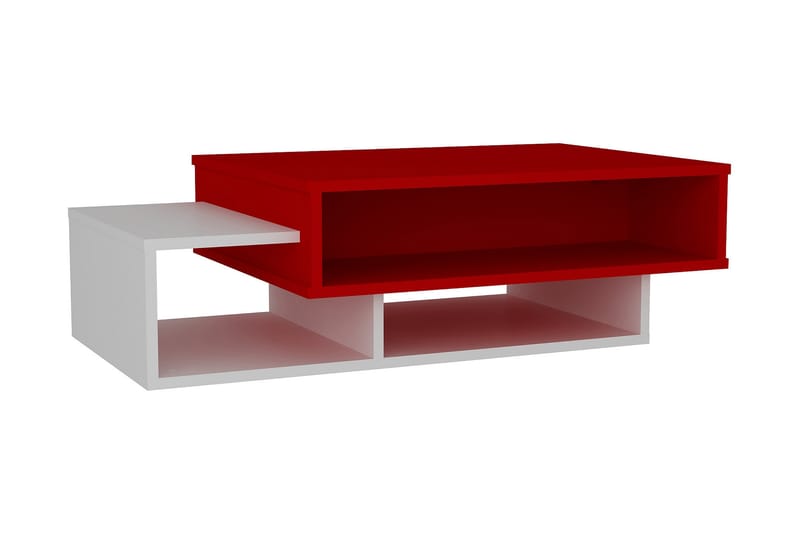 Soffbord Cathi 105 cm med Förvaring Hyllor - Vit/Röd - Soffbord