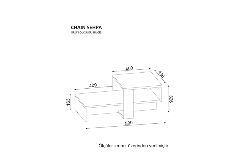 Chainell Soffbord 80 cm med Förvaring Hylla - Vit/Valnötsbrun - Möbler - Bord & matgrupp - Soffbord - Soffbord med förvaring