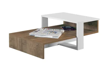 Chainell Soffbord 80 cm med Förvaring Hylla - Vit/Valnötsbrun - Möbler - Bord & matgrupp - Soffbord - Soffbord med förvaring