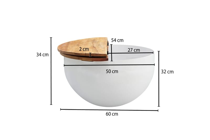 Soffbord Clanton 60 cm Runt - Brun/Vit - Soffbord