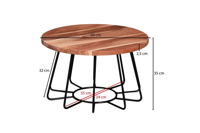 Soffbord Clanton 60x35 cm Runt - Flerfärgad/Svart - Soffbord
