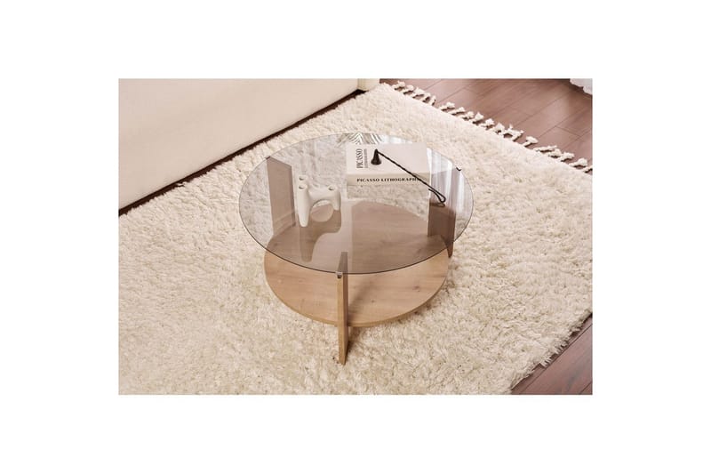 Soffbord Clara 75 cm med Glasskiva - Safir Ek / Rök - Möbler - Bord & matgrupp - Soffbord