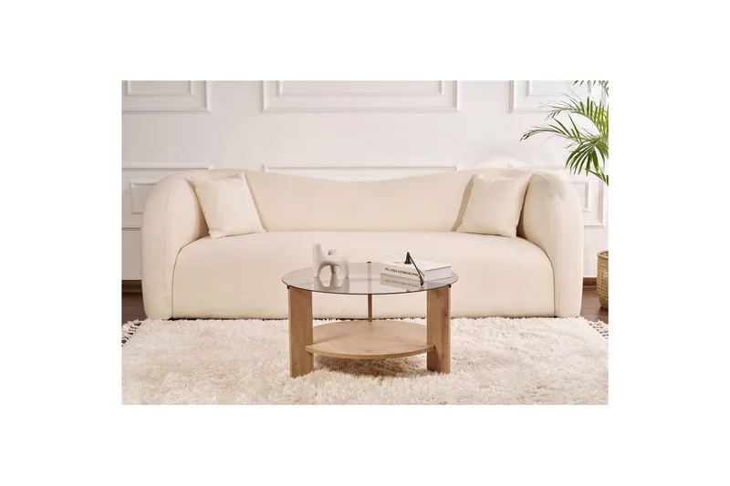 Soffbord Clara 75 cm med Glasskiva - Safir Ek / Rök - Möbler - Bord & matgrupp - Soffbord