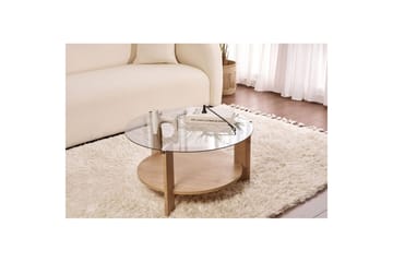 Soffbord Clara 75 cm med Glasskiva - Safir Ek / Rök - Möbler - Bord & matgrupp - Soffbord
