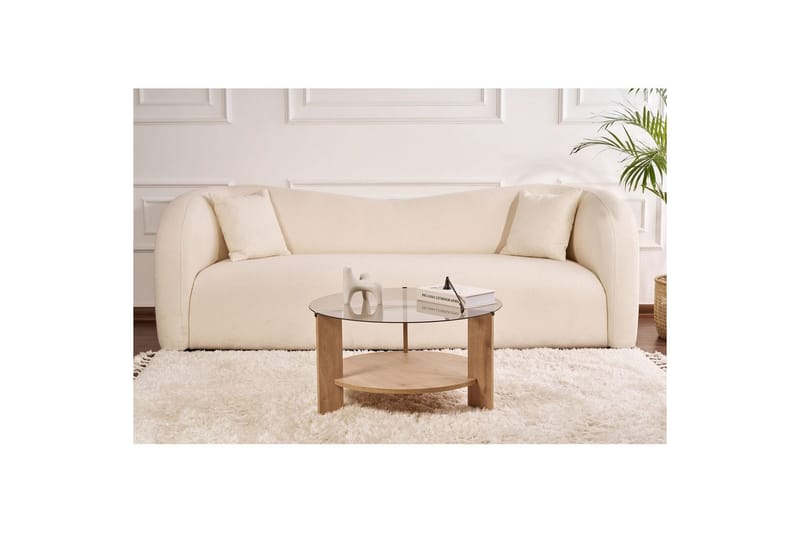 Soffbord Clara 75 cm med Glasskiva - Safir Ek / Rök - Möbler - Bord & matgrupp - Soffbord