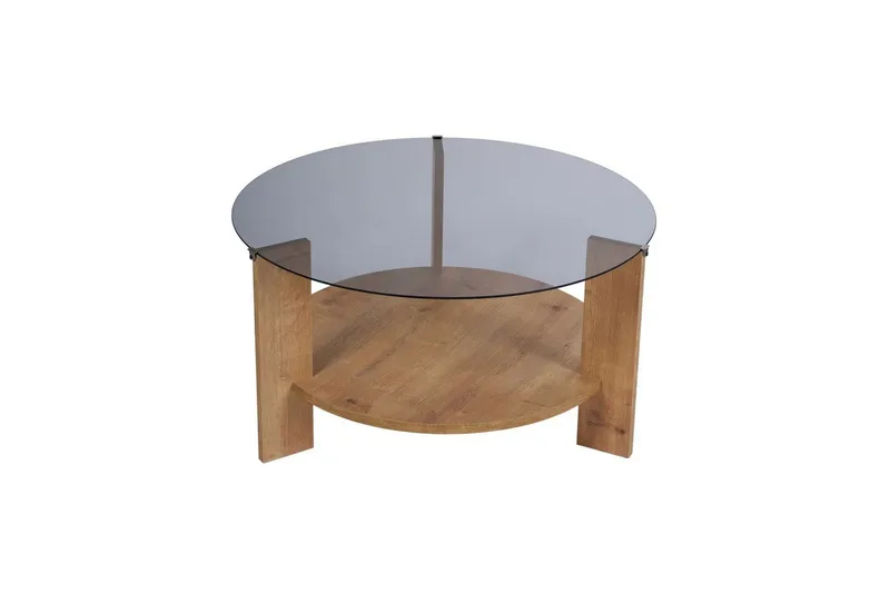 Soffbord Clara 75 cm med Glasskiva - Safir Ek / Rök - Möbler - Bord & matgrupp - Soffbord