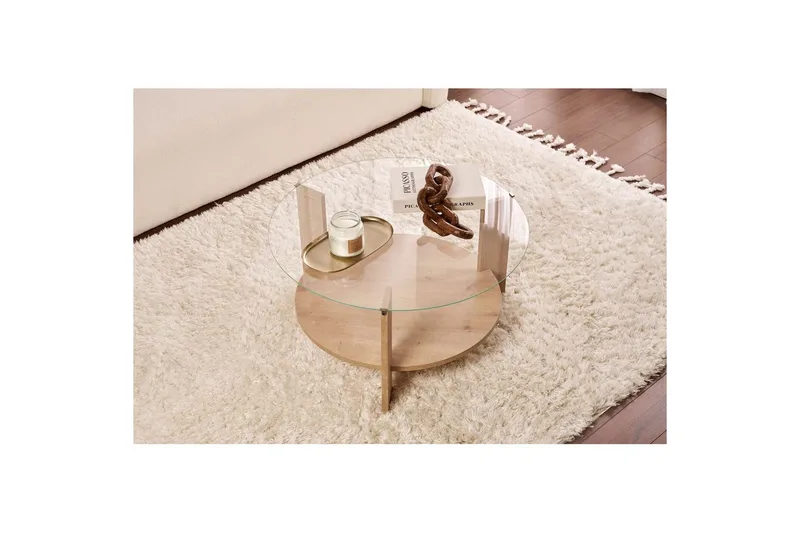 Soffbord Clara 75 cm med Glasskiva - Safir Ek / Transparent - Möbler - Bord & matgrupp - Soffbord