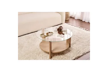 Soffbord Clara 75 cm med Glasskiva - Safir Ek / Transparent - Möbler - Bord & matgrupp - Soffbord
