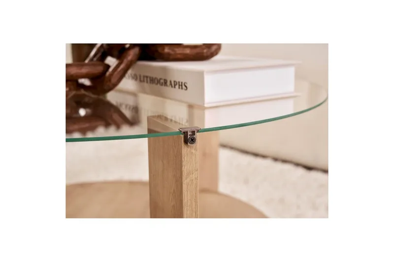 Soffbord Clara 75 cm med Glasskiva - Safir Ek / Transparent - Möbler - Bord & matgrupp - Soffbord