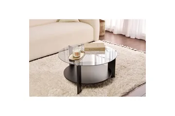 Soffbord Clara 75 cm med Glasskiva - Trä Svart / Rökt - Möbler - Bord & matgrupp - Soffbord