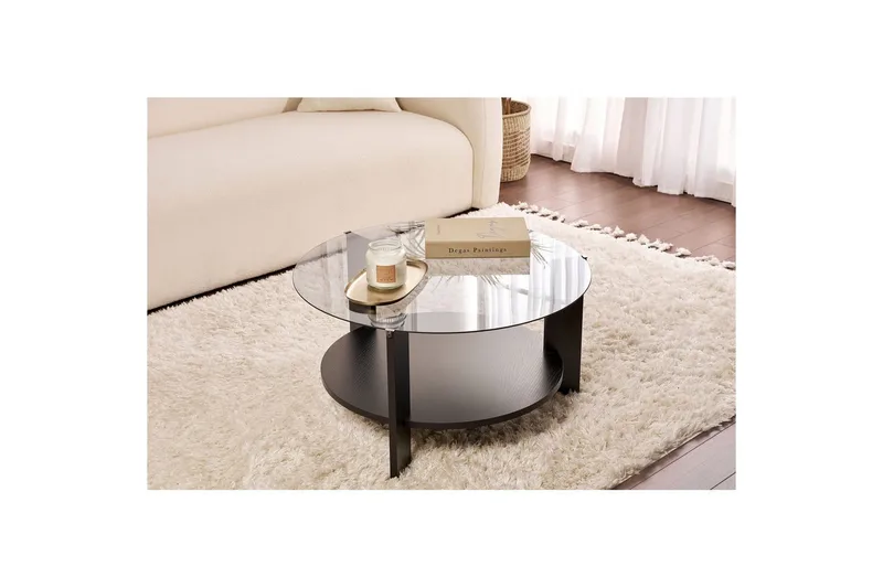 Soffbord Clara 75 cm med Glasskiva - Trä Svart / Rökt - Möbler - Bord & matgrupp - Soffbord