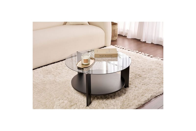 Soffbord Clara 75 cm med Glasskiva - Trä Svart / Rökt - Möbler - Bord & matgrupp - Soffbord