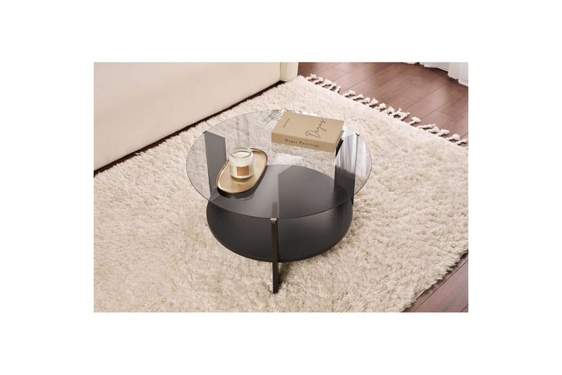 Soffbord Clara 75 cm med Glasskiva - Trä Svart / Rökt - Möbler - Bord & matgrupp - Soffbord