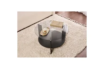 Soffbord Clara 75 cm med Glasskiva - Trä Svart / Rökt - Möbler - Bord & matgrupp - Soffbord