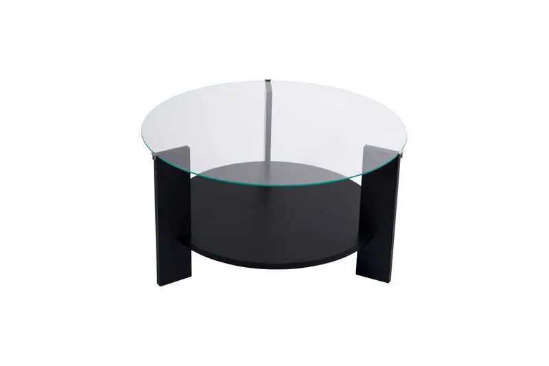 Soffbord Clara 75 cm med Glasskiva, Trä Svart / Transparent