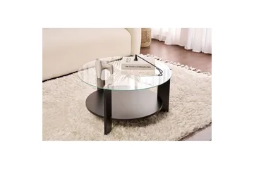 Soffbord Clara 75 cm med Glasskiva - Trä Svart / Transparent - Möbler - Bord & matgrupp - Soffbord