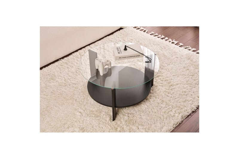 Soffbord Clara 75 cm med Glasskiva - Trä Svart / Transparent - Möbler - Bord & matgrupp - Soffbord