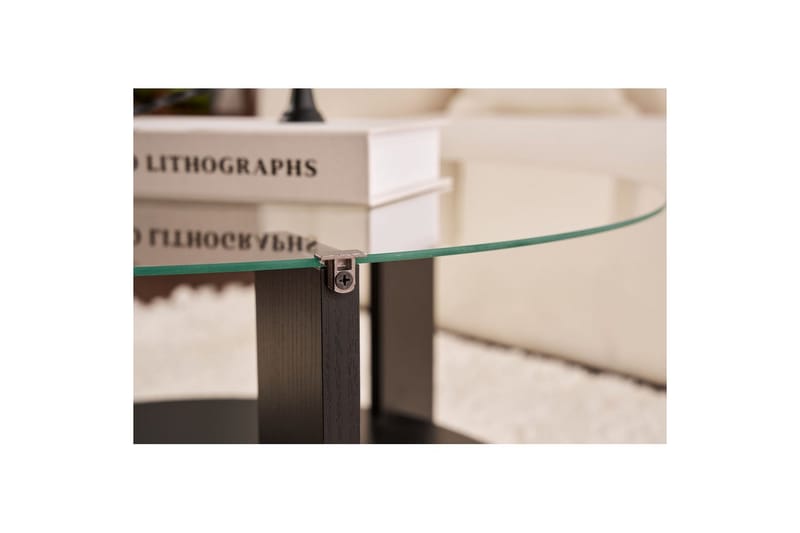 Soffbord Clara 75 cm med Glasskiva - Trä Svart / Transparent - Möbler - Bord & matgrupp - Soffbord