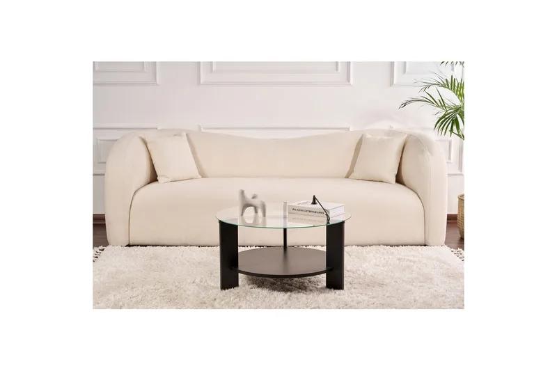 Soffbord Clara 75 cm med Glasskiva - Trä Svart / Transparent - Möbler - Bord & matgrupp - Soffbord