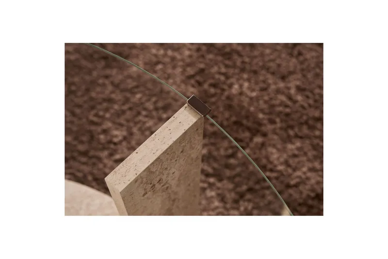 Soffbord Clara 75 cm med Glasskiva - Travertin / Transparent - Möbler - Bord & matgrupp - Soffbord