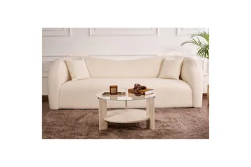 Soffbord Clara 75 cm med Glasskiva - Travertin / Transparent - Möbler - Bord & matgrupp - Soffbord