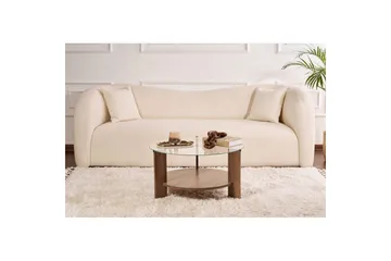 Soffbord Clara 75 cm med Glasskiva - Valnöt / Transparent - Möbler - Bord & matgrupp - Soffbord