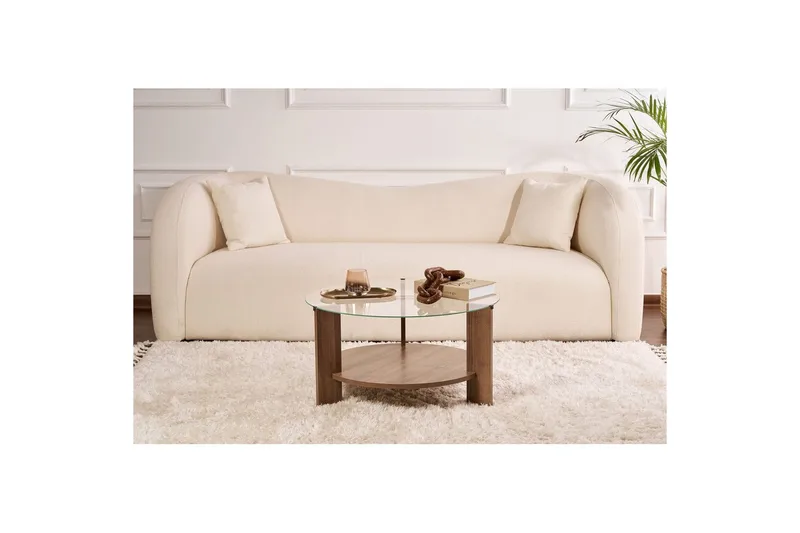 Soffbord Clara 75 cm med Glasskiva - Valnöt / Transparent - Möbler - Bord & matgrupp - Soffbord