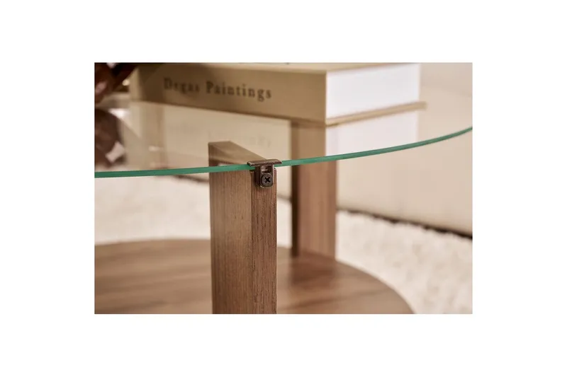 Soffbord Clara 75 cm med Glasskiva - Valnöt / Transparent - Möbler - Bord & matgrupp - Soffbord