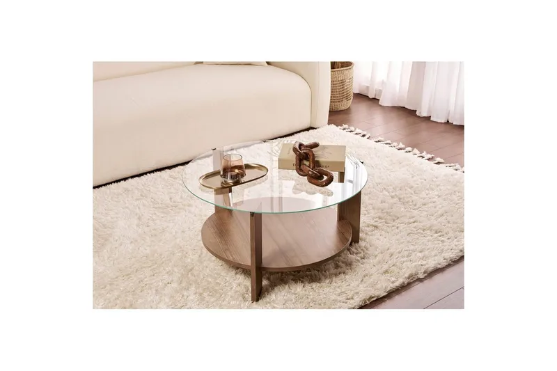 Soffbord Clara 75 cm med Glasskiva - Valnöt / Transparent - Möbler - Bord & matgrupp - Soffbord