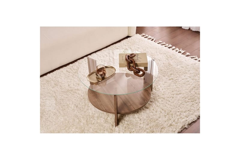 Soffbord Clara 75 cm med Glasskiva - Valnöt / Transparent - Möbler - Bord & matgrupp - Soffbord