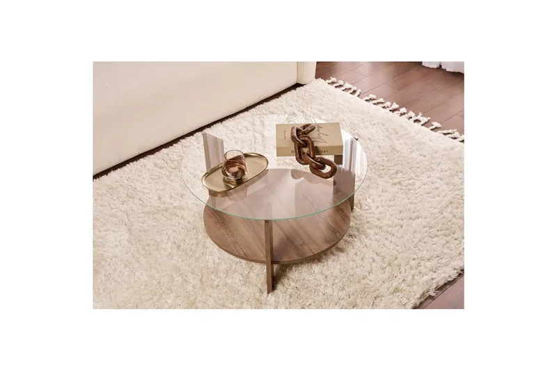 Soffbord Clara 75 cm med Glasskiva - Valnöt / Transparent - Möbler - Bord & matgrupp - Soffbord