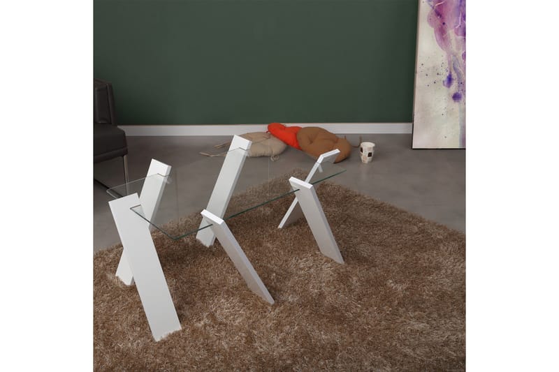 Comfortale Maxi Soffbord 92 cm - Glas/Vit - Möbler - Bord & matgrupp - Soffbord