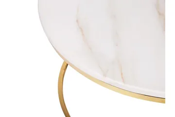 Coralla Soffbord 70 cm Runt Marmormönster - Vit/Guld - Möbler - Bord & matgrupp - Soffbord