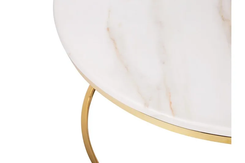 Coralla Soffbord 70 cm Runt Marmormönster - Vit/Guld - Möbler - Bord & matgrupp - Soffbord