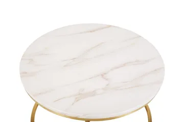Coralla Soffbord 70 cm Runt Marmormönster - Vit/Guld - Möbler - Bord & matgrupp - Soffbord