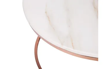 Coralla Soffbord 70 cm Runt Marmormönster - Vit/Koppar - Möbler - Bord & matgrupp - Soffbord