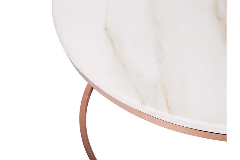 Coralla Soffbord 70 cm Runt Marmormönster - Vit/Koppar - Möbler - Bord & matgrupp - Soffbord