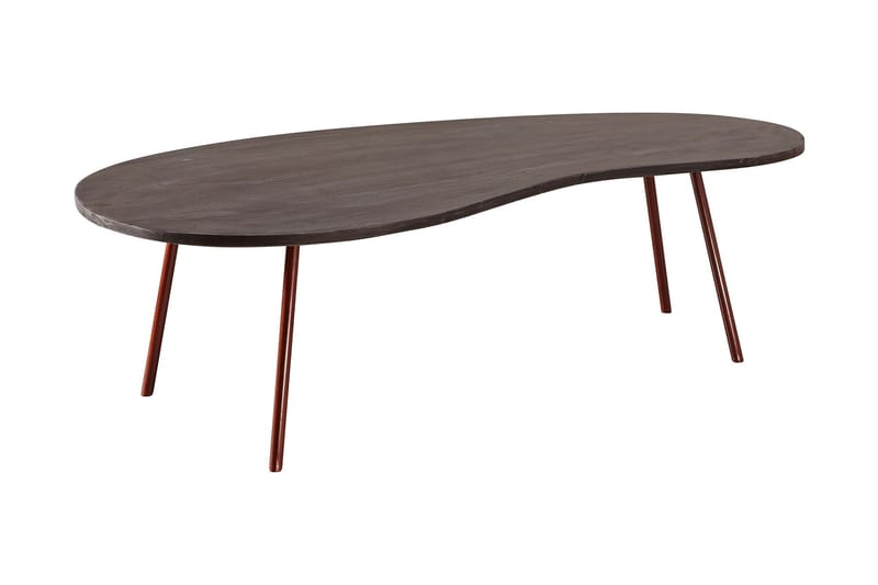 Corkrean Soffbord 122 cm Njurformat, Massivt Trä/Mörkgrå/Koppar