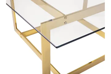 Crystal 80 cm Kvadratiskt Soffbord med Geometriskt Underrede i Glas - Klar - Möbler - Bord & matgrupp - Soffbord