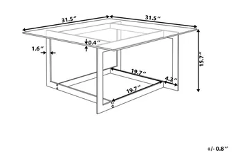 Crystal 80 cm Kvadratiskt Soffbord med Geometriskt Underrede i Glas - Klar - Möbler - Bord & matgrupp - Soffbord