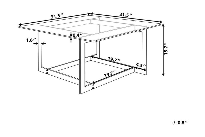 Crystal 80 cm Kvadratiskt Soffbord med Geometriskt Underrede i Glas - Klar - Möbler - Bord & matgrupp - Soffbord