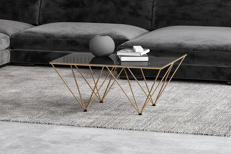 Crystal Soffbord 80 cm - Rökfärgat glas/Mässing - Möbler - Bord & matgrupp - Soffbord