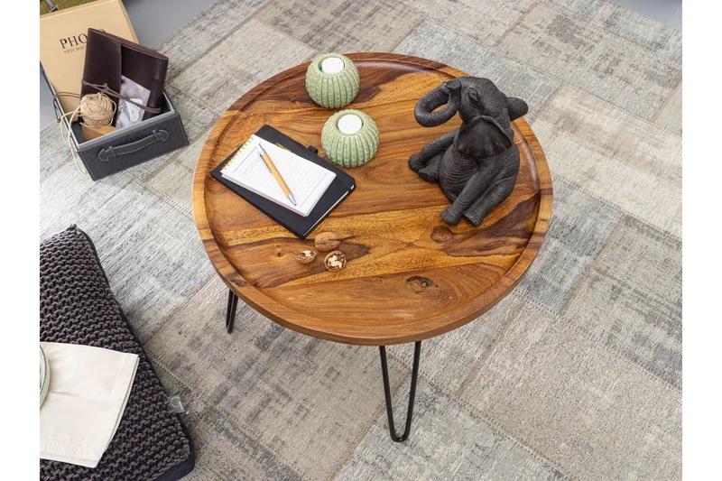 Dannemare Soffbord 60 cm Runt - Massivt Trä/Svart - Möbler - Bord & matgrupp - Soffbord