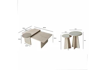 Dasina 105 cm Rektangulärt Soffbord i Trä med Förskjutna Skivor - Beige - Möbler - Bord & matgrupp - Soffbord