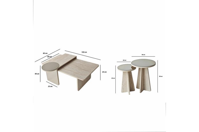 Dasina 105 cm Rektangulärt Soffbord i Trä med Förskjutna Skivor - Beige - Möbler - Bord & matgrupp - Soffbord