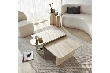 Dasina 105 cm Rektangulärt Soffbord i Trä med Förskjutna Skivor - Beige - Möbler - Bord & matgrupp - Soffbord