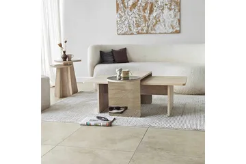 Dasina 105 cm Rektangulärt Soffbord i Trä med Förskjutna Skivor - Beige - Möbler - Bord & matgrupp - Soffbord