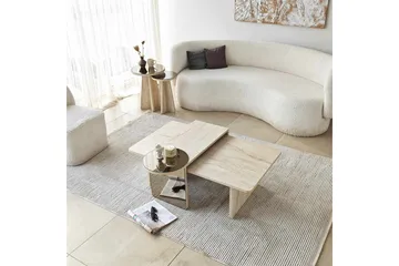 Dasina 105 cm Rektangulärt Soffbord i Trä med Förskjutna Skivor - Beige - Möbler - Bord & matgrupp - Soffbord