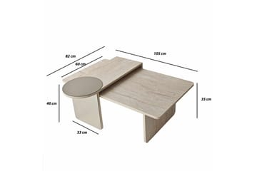 Dasina 105 cm Rektangulärt Soffbord i Trä med Spegeldetalj - Beige - Möbler - Bord & matgrupp - Soffbord