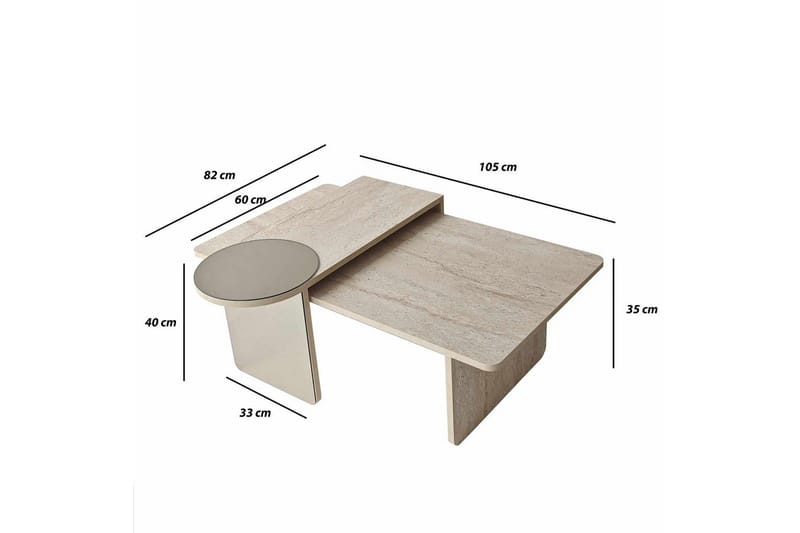 Dasina 105 cm Rektangulärt Soffbord i Trä med Spegeldetalj - Beige - Möbler - Bord & matgrupp - Soffbord